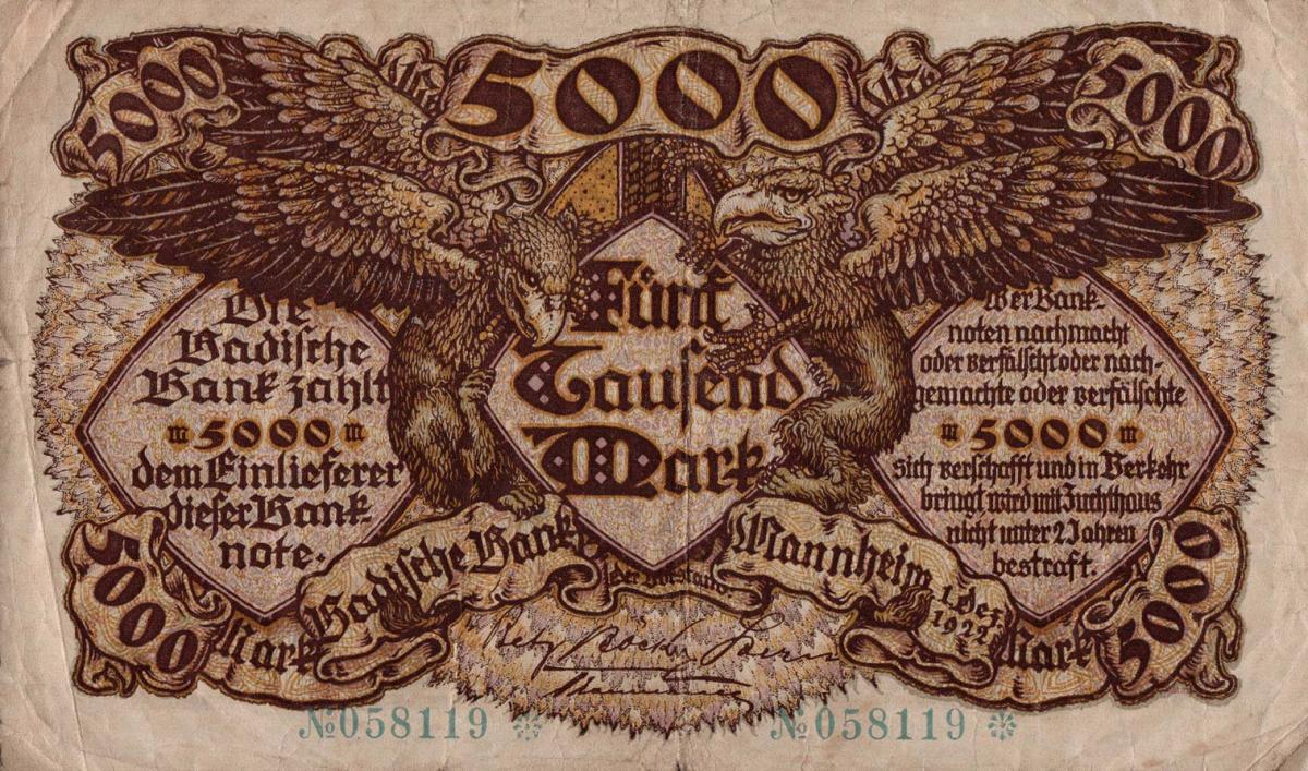 Front of German States pS909: 5000 Mark from 1922