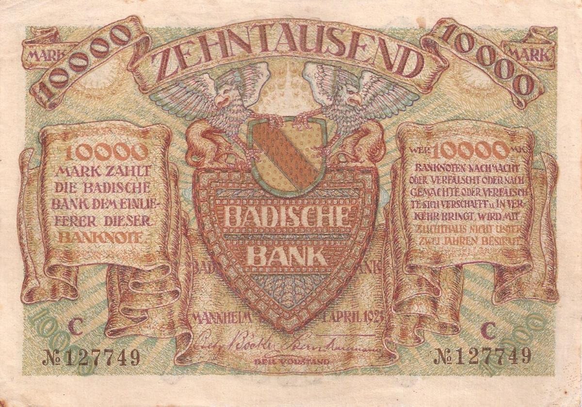 Front of German States pS910: 10000 Mark from 1923