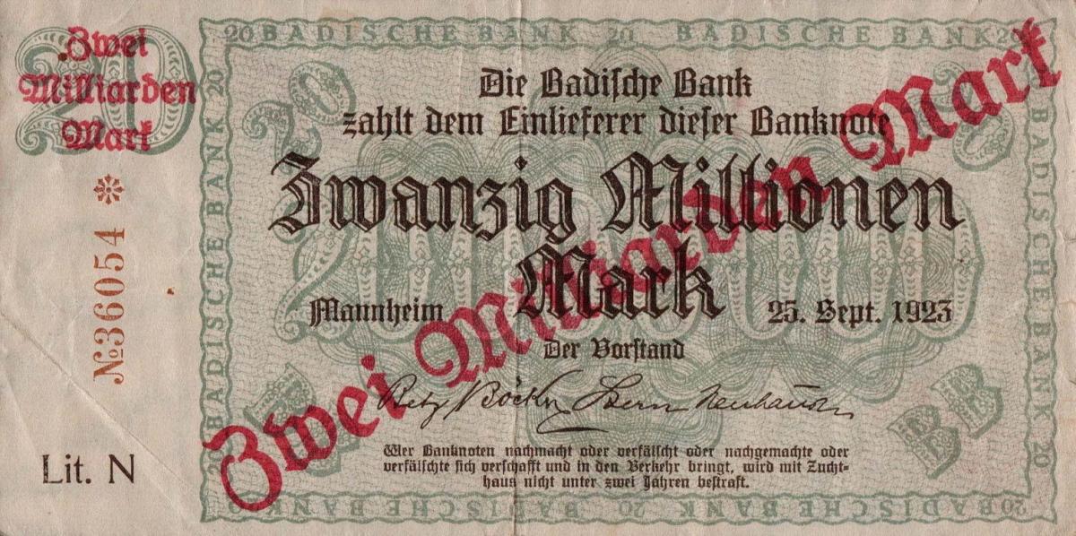 Front of German States pS913: 2000000 Mark from 1923