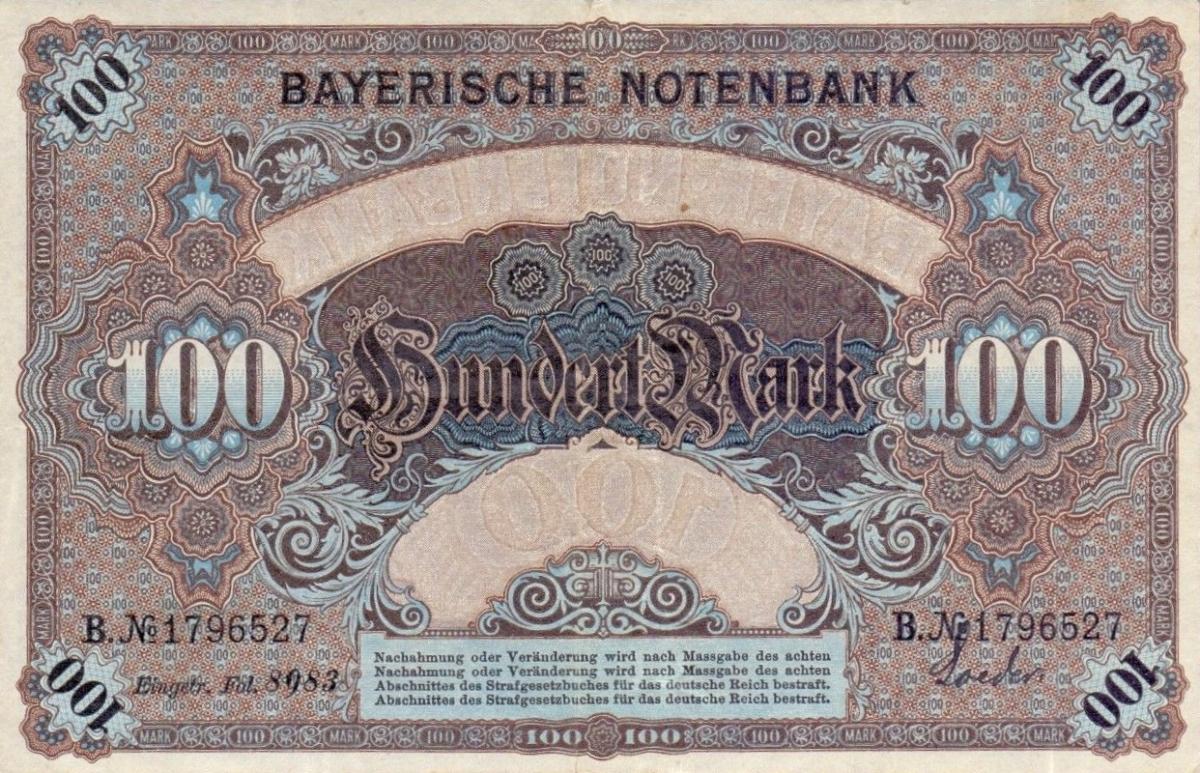 Back of German States pS922a: 100 Mark from 1900