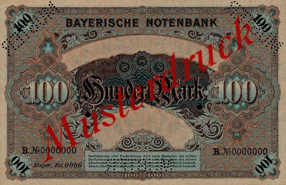 Back of German States pS922s: 100 Mark from 1900