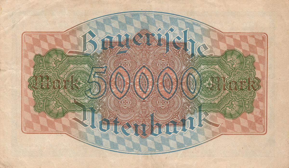 Back of German States pS927: 50000 Mark from 1923