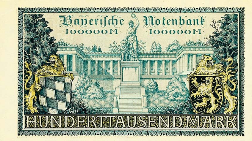 Back of German States pS928: 100000 Mark from 1923