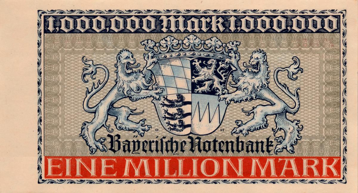 Back of German States pS929: 1000000 Mark from 1923