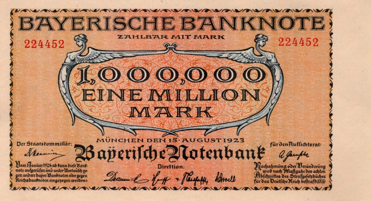 Front of German States pS929: 1000000 Mark from 1923