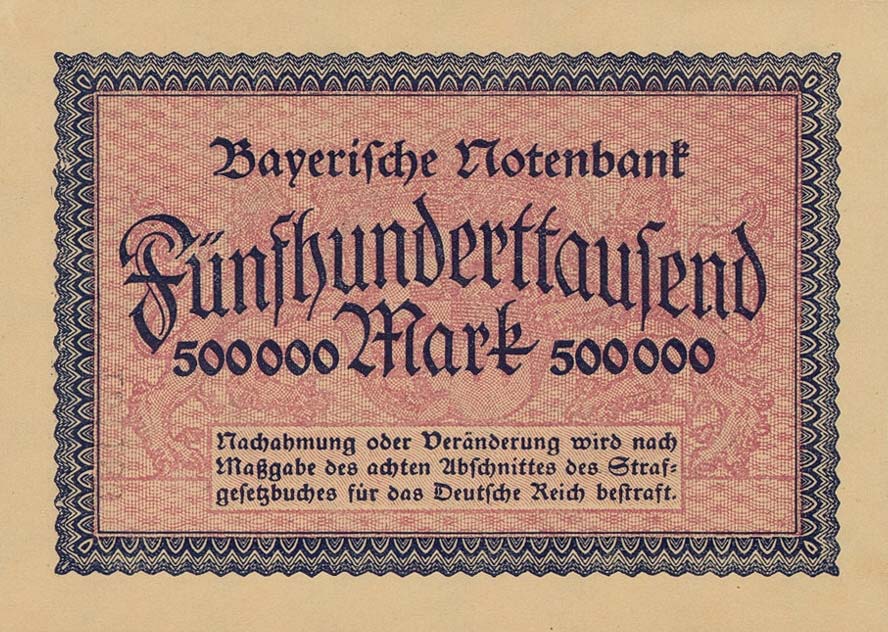 Back of German States pS930a: 500000 Mark from 1923