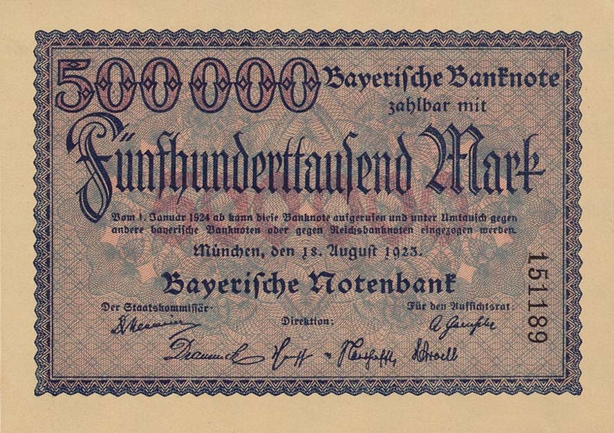 Front of German States pS930a: 500000 Mark from 1923