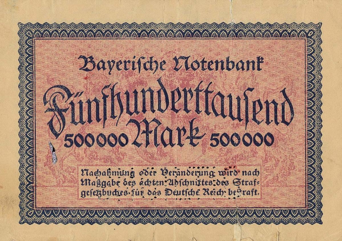 Back of German States pS930s: 500000 Mark from 1923