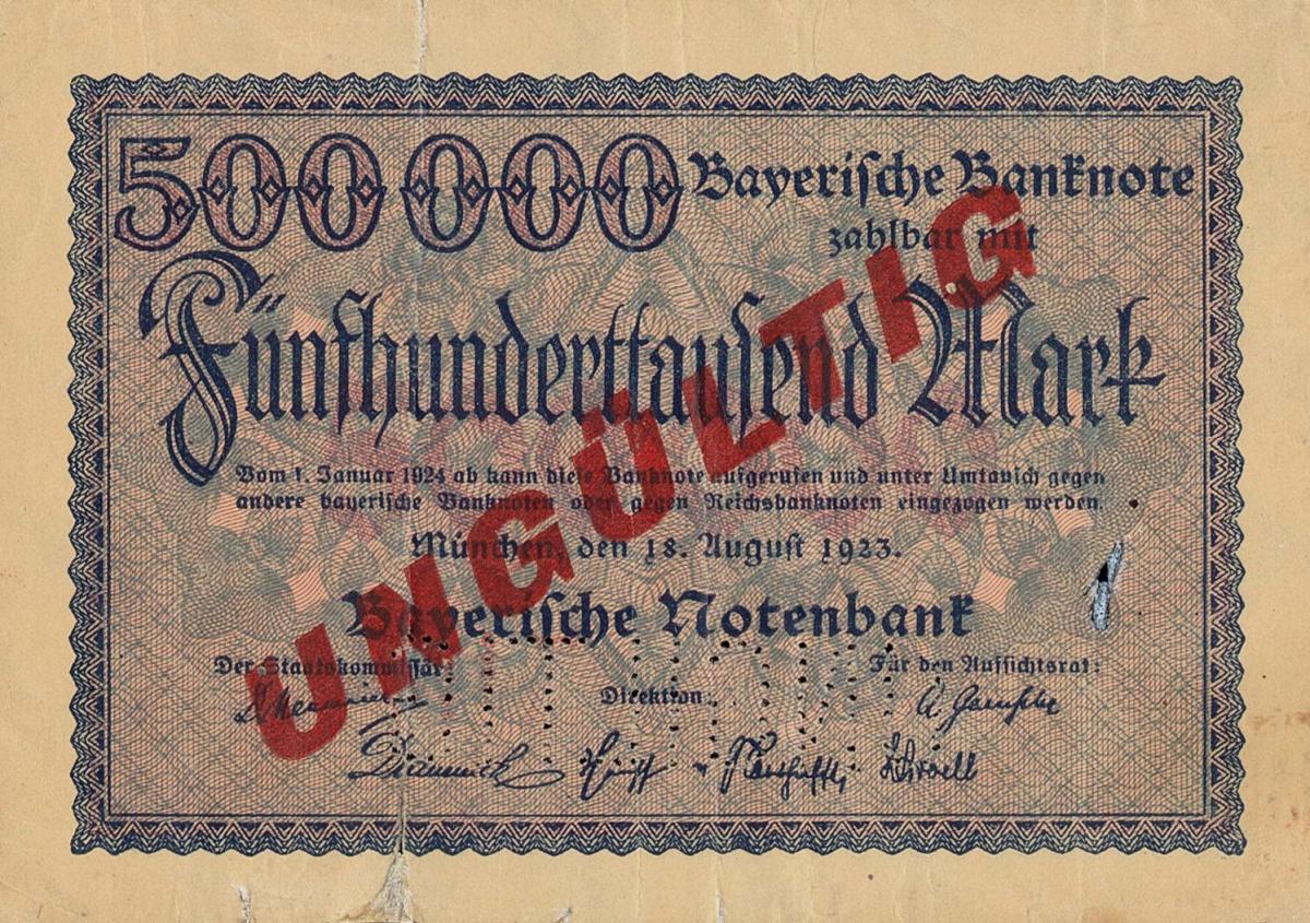 Front of German States pS930s: 500000 Mark from 1923