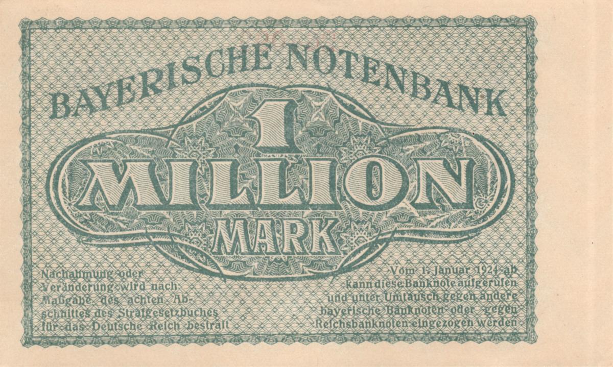 Back of German States pS931a: 1000000 Mark from 1923