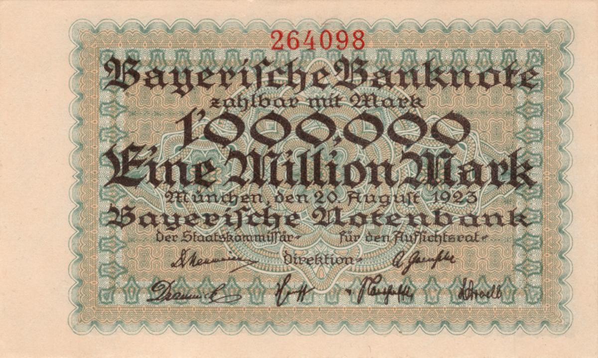 Front of German States pS931a: 1000000 Mark from 1923