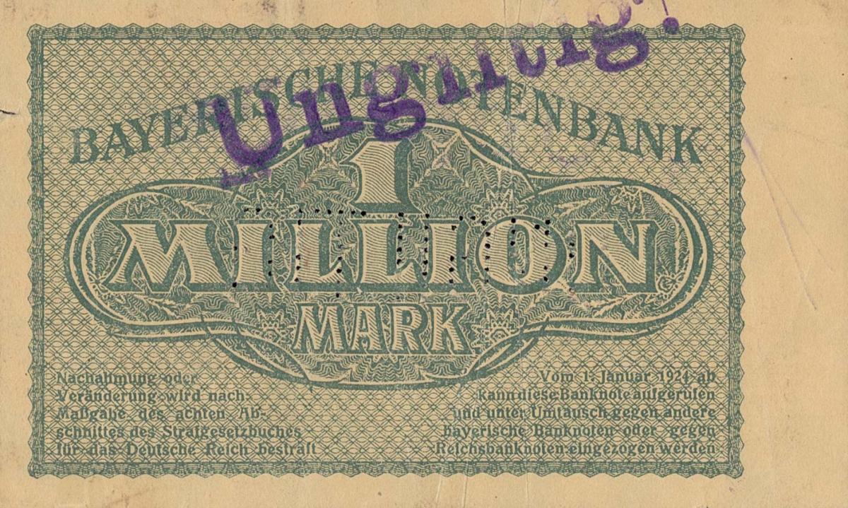 Back of German States pS931s: 1000000 Mark from 1923