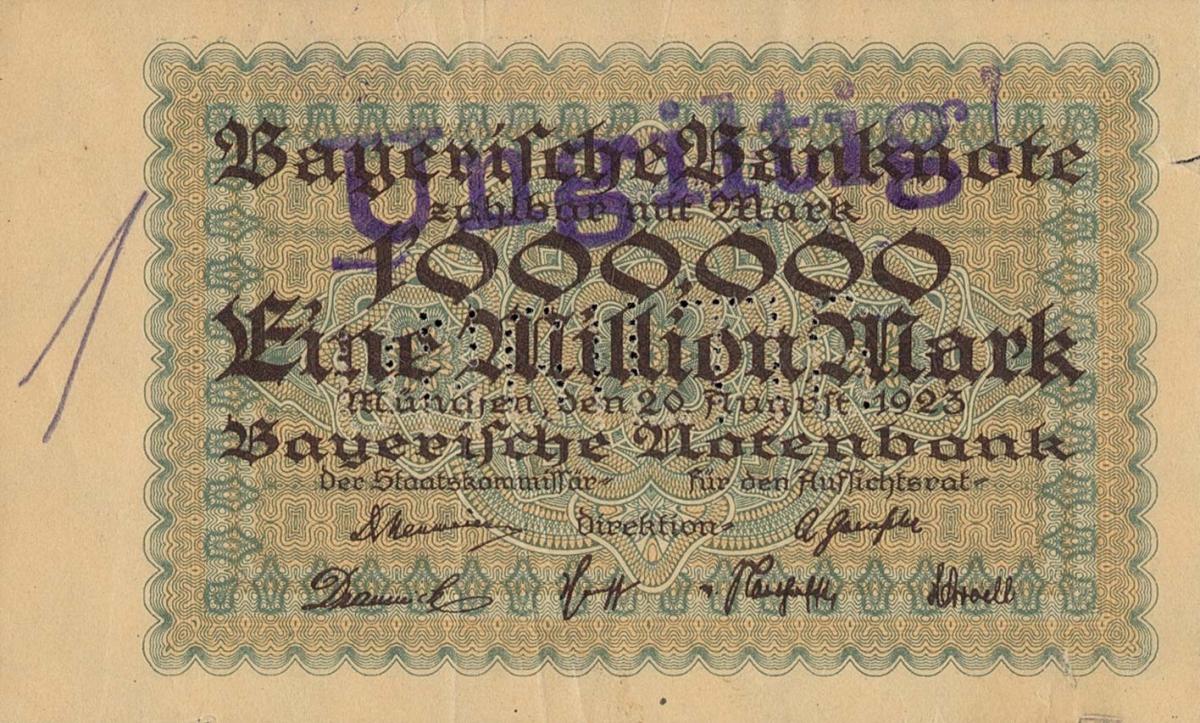 Front of German States pS931s: 1000000 Mark from 1923