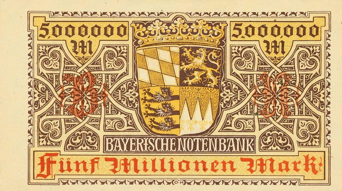 Back of German States pS932: 5000000 Mark from 1923