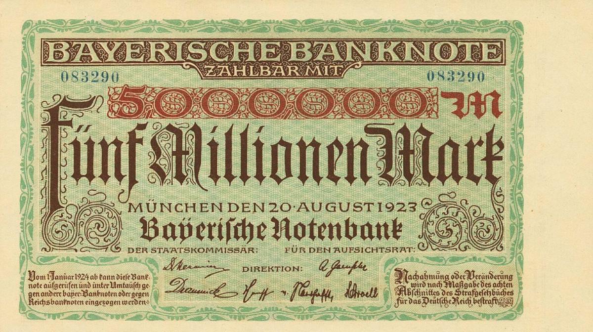 Front of German States pS932: 5000000 Mark from 1923