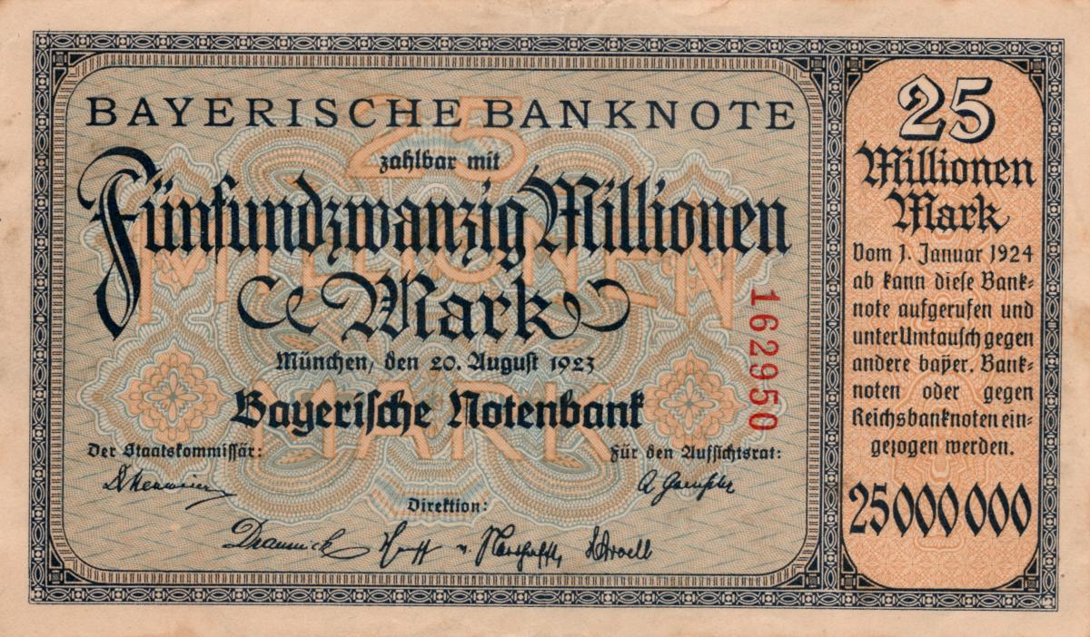 Front of German States pS933: 25000000 Mark from 1923