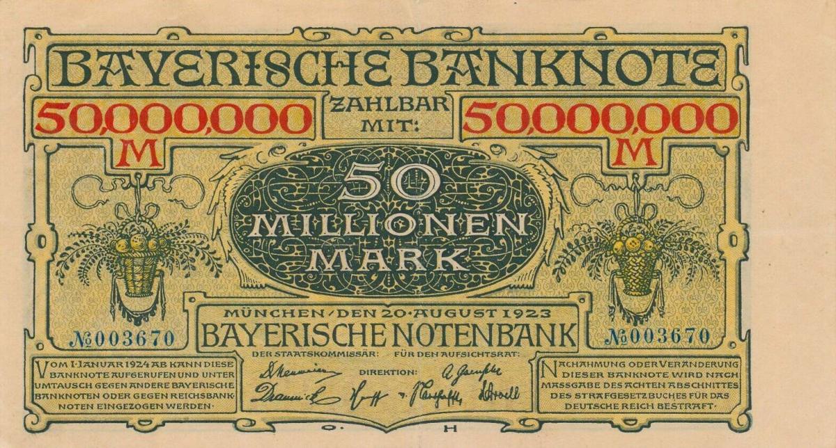 Front of German States pS934: 50000000 Mark from 1923