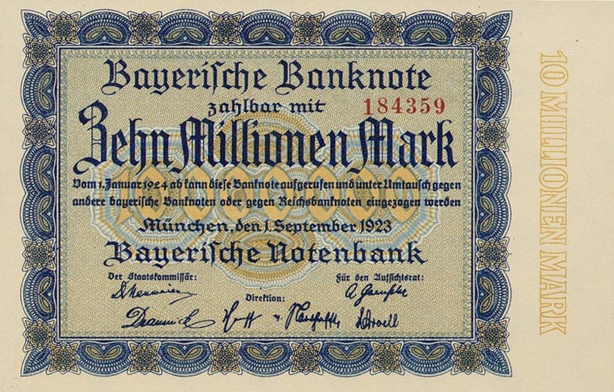 Front of German States pS935: 100000000 Mark from 1923