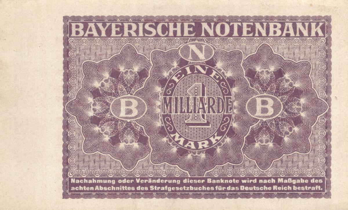 Back of German States pS936a: 1000000000 Mark from 1923