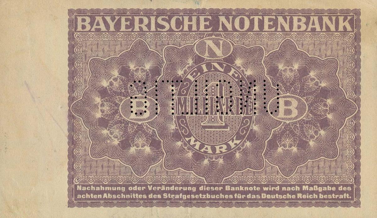 Back of German States pS936s: 1000000000 Mark from 1923