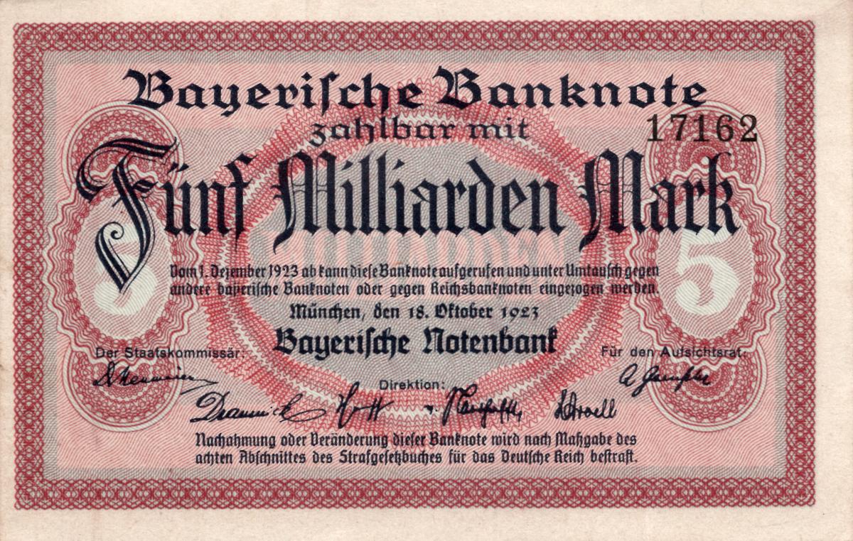 Front of German States pS937: 5000000000 Mark from 1923