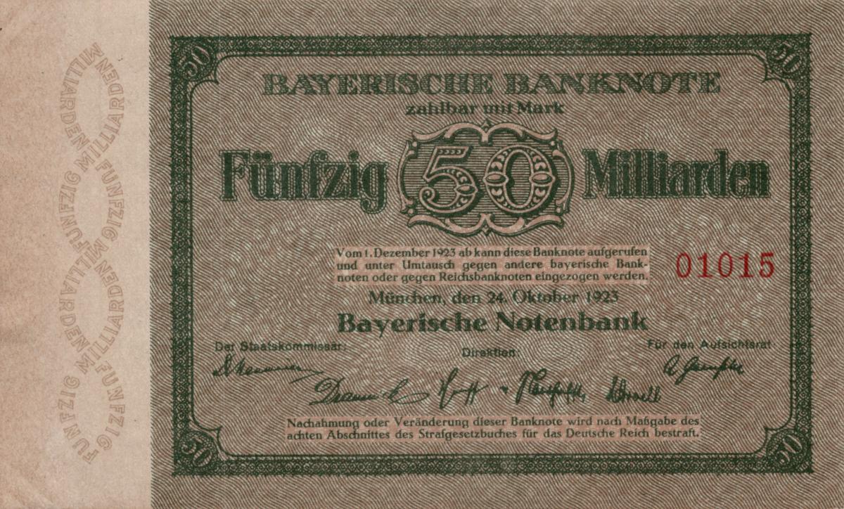 Front of German States pS938a: 50000000000 Mark from 1923