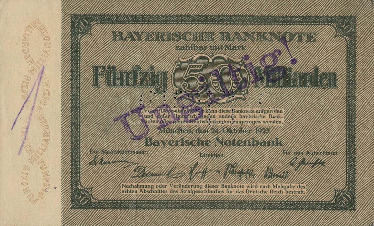 Front of German States pS938s: 50000000000 Mark from 1923