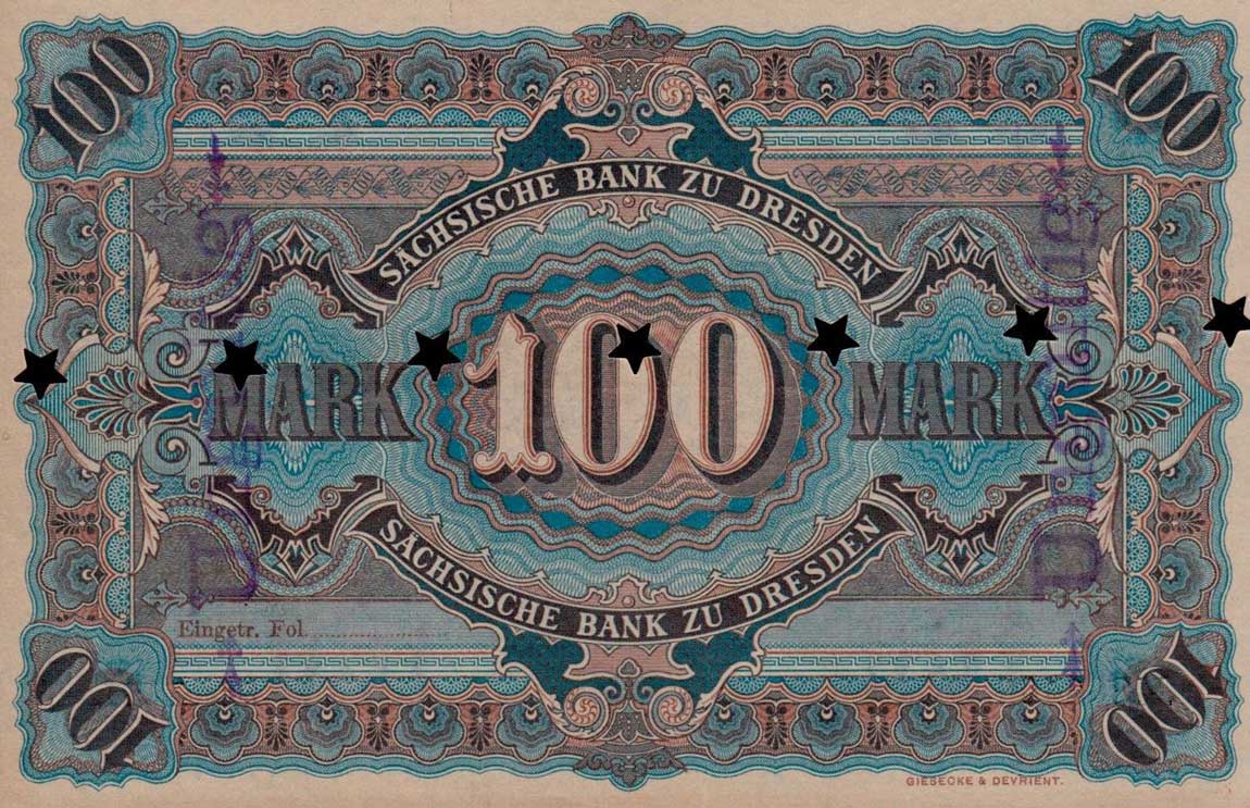 Back of German States pS952a: 100 Mark from 1890