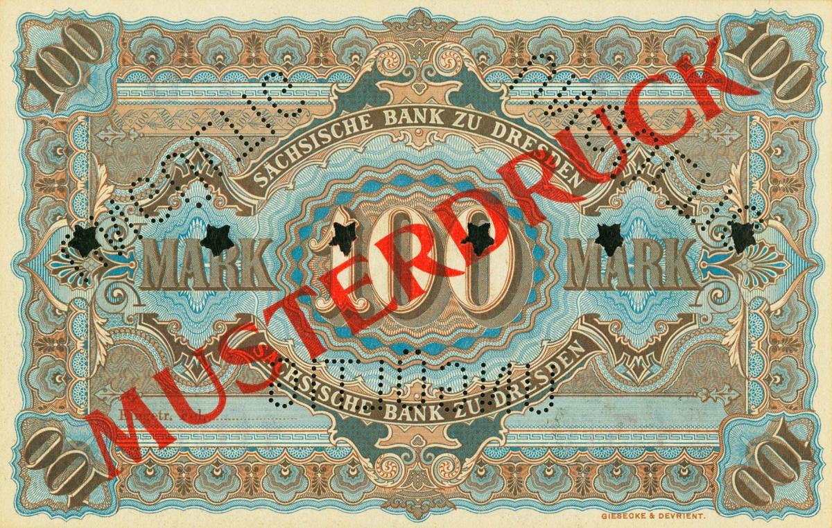 Back of German States pS952s: 100 Mark from 1890