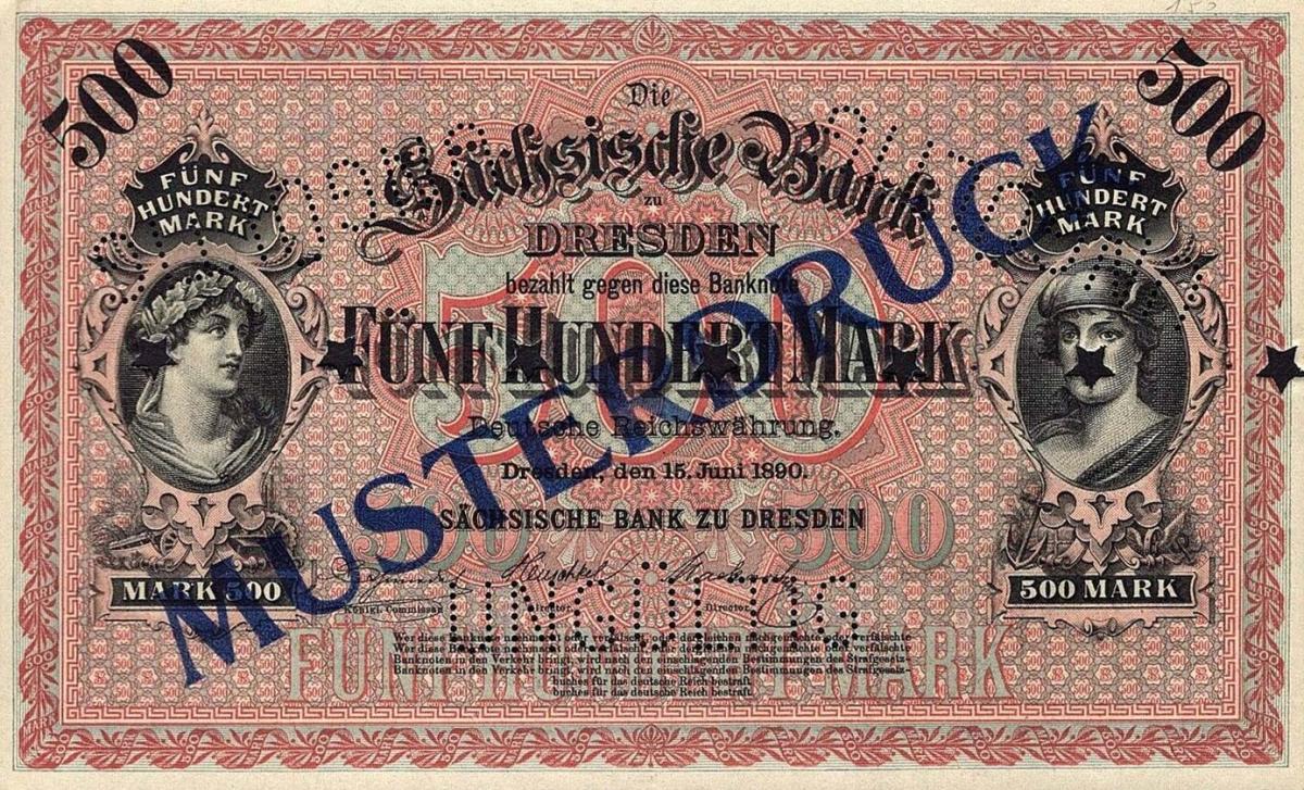 Front of German States pS953s: 500 Mark from 1890