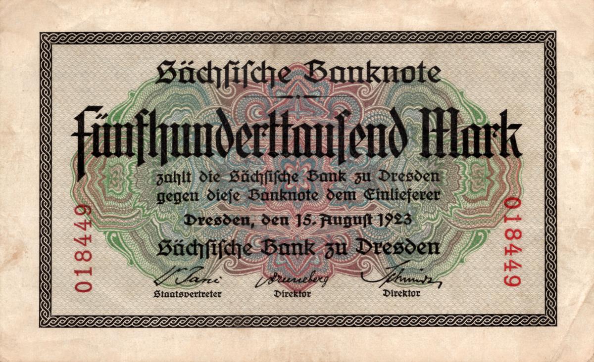 Front of German States pS961: 500000 Mark from 1923