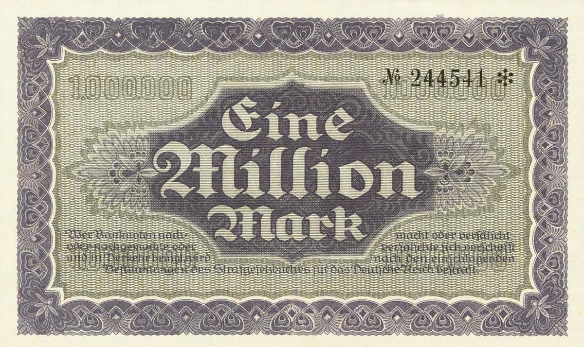 Back of German States pS962: 1000000 Mark from 1923