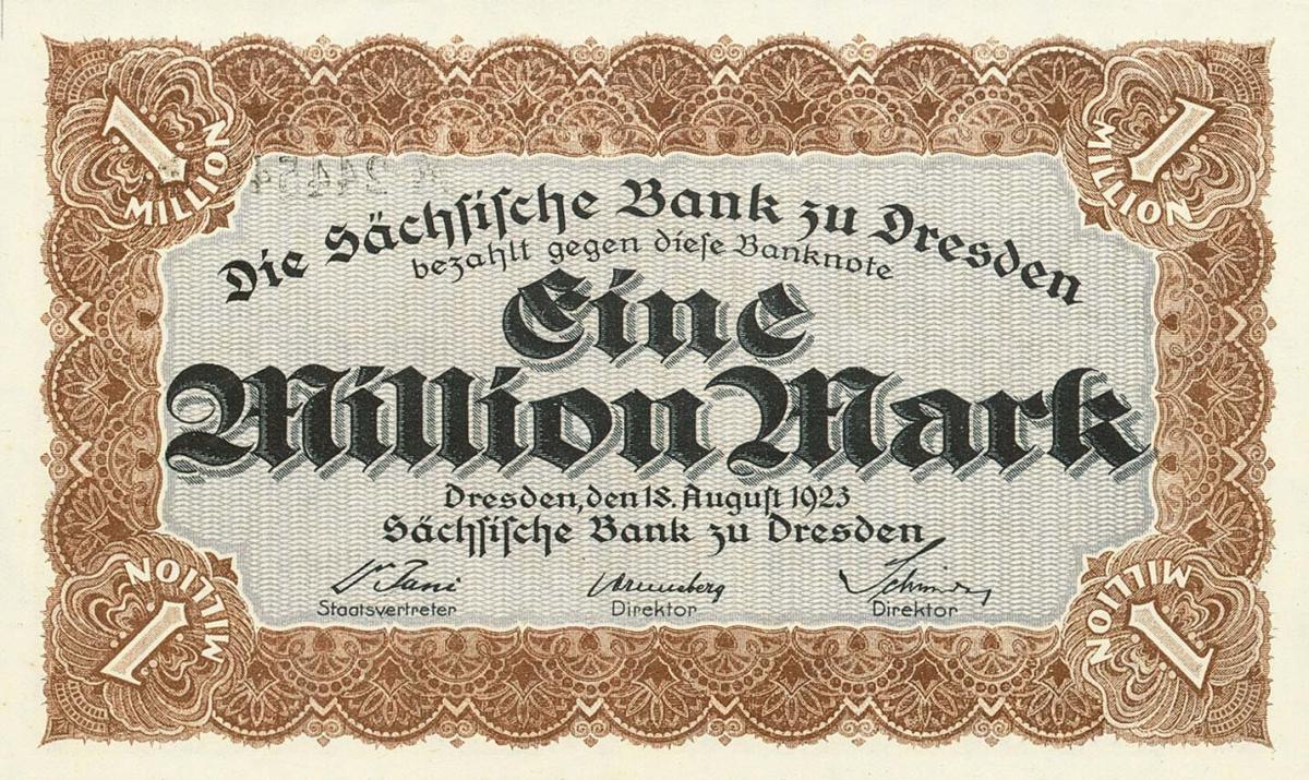 Front of German States pS962: 1000000 Mark from 1923