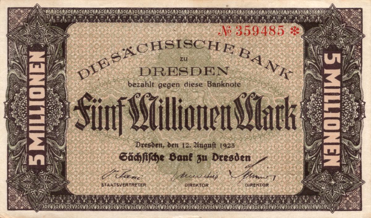 Front of German States pS964: 5000000 Mark from 1923