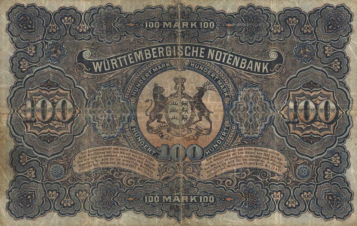 Back of German States pS979b: 100 Mark from 1911