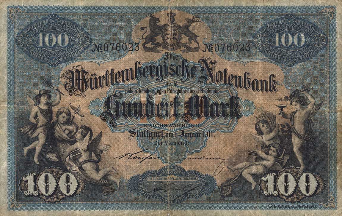 Front of German States pS979b: 100 Mark from 1911