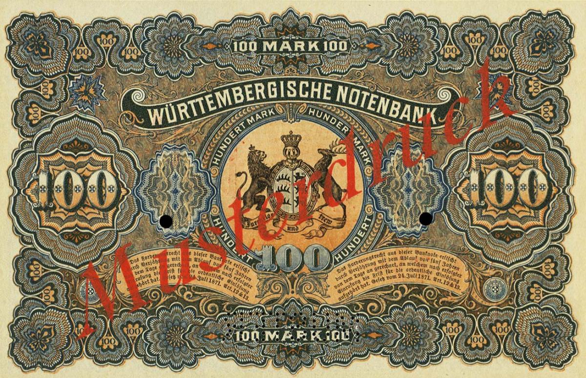 Back of German States pS979s: 100 Mark from 1902