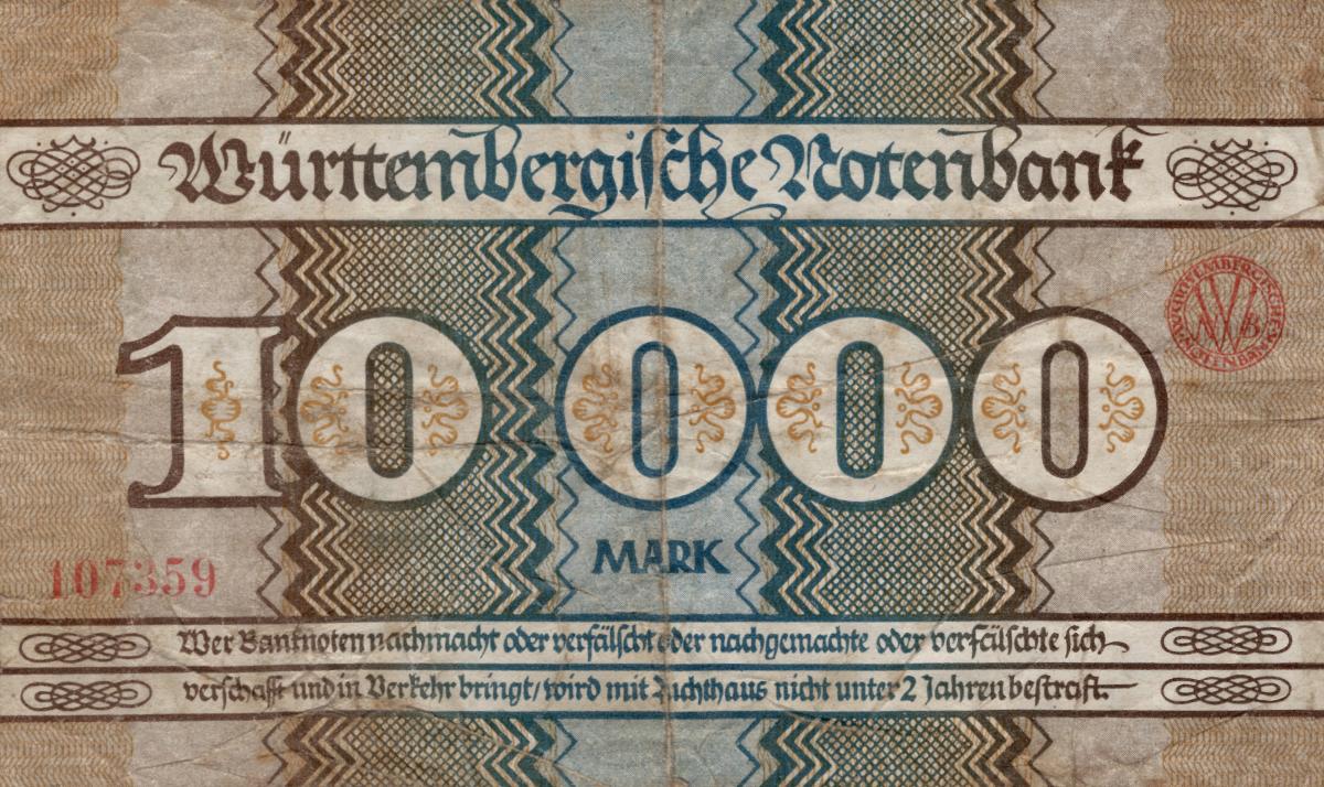 Back of German States pS982: 10000 Mark from 1923