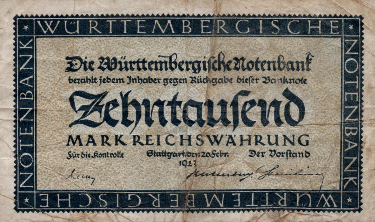 Front of German States pS982: 10000 Mark from 1923