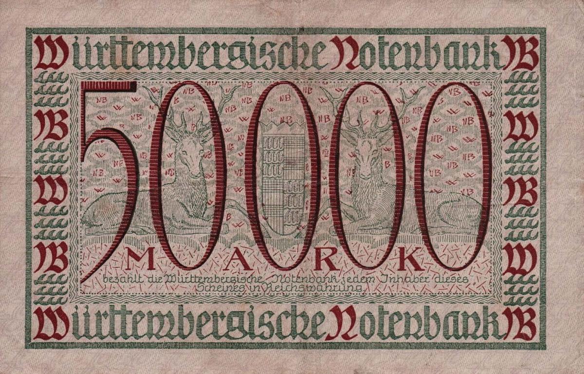 Back of German States pS984: 50000 Mark from 1923