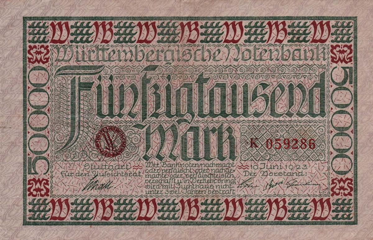 Front of German States pS984: 50000 Mark from 1923