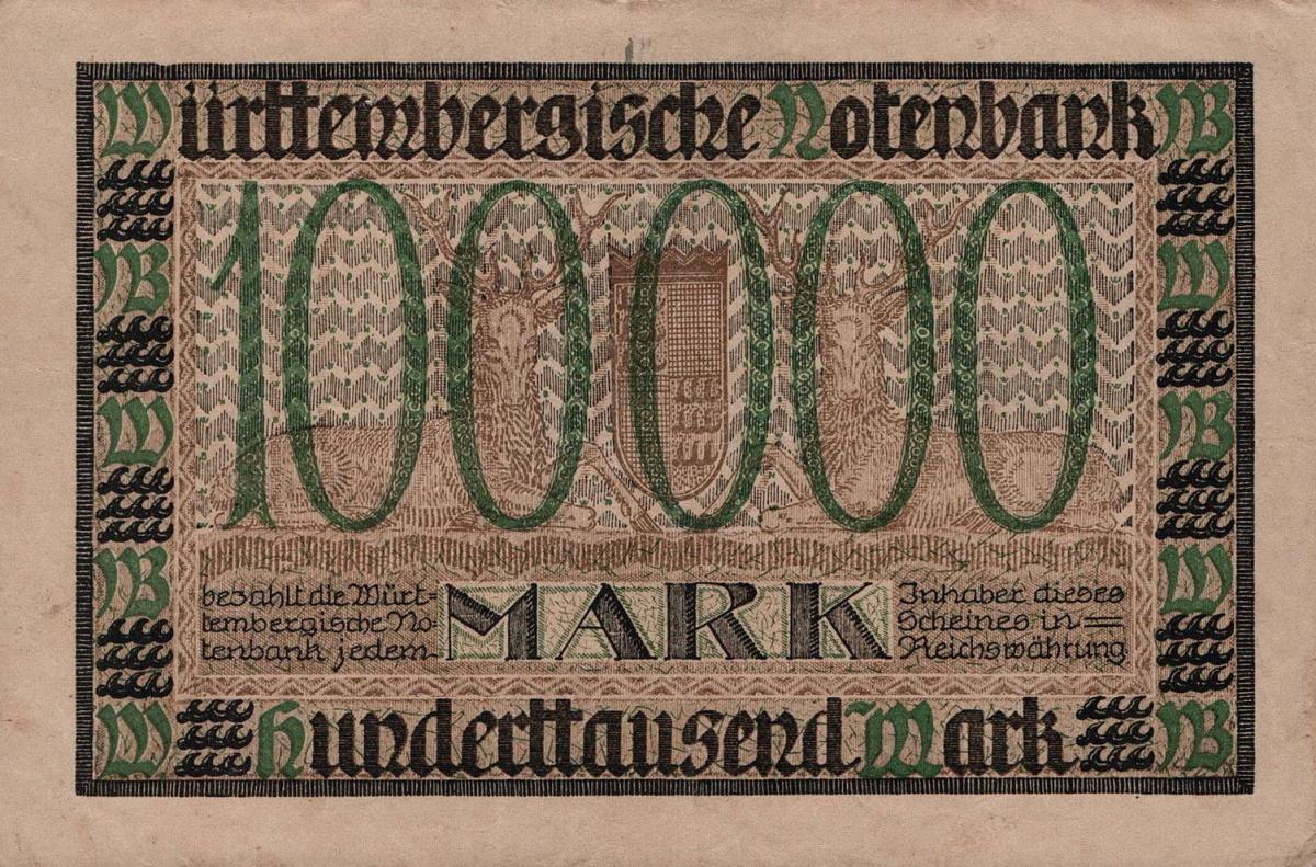 Back of German States pS985: 100000 Mark from 1923