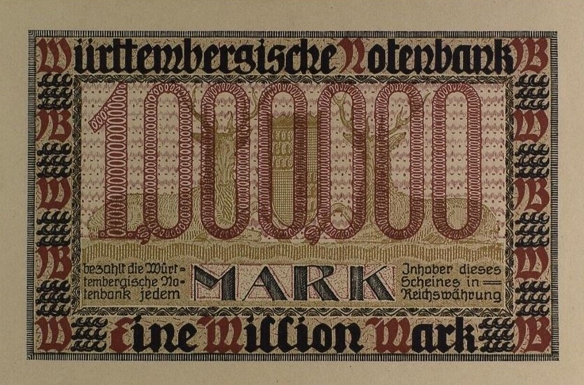 Back of German States pS986: 1000000 Mark from 1923