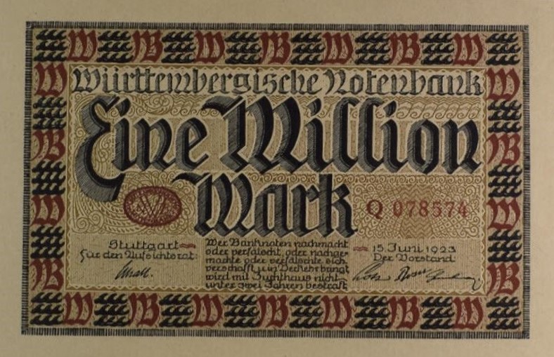 Front of German States pS986: 1000000 Mark from 1923