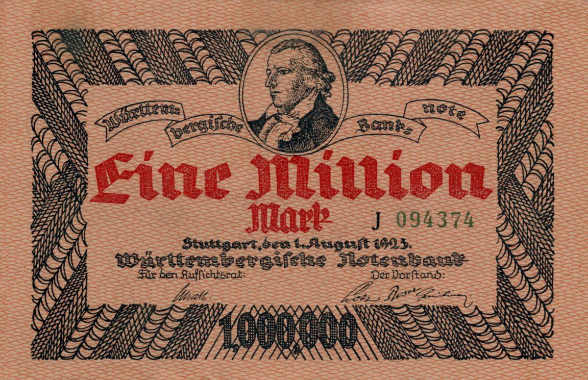 Front of German States pS987: 1000000 Mark from 1923