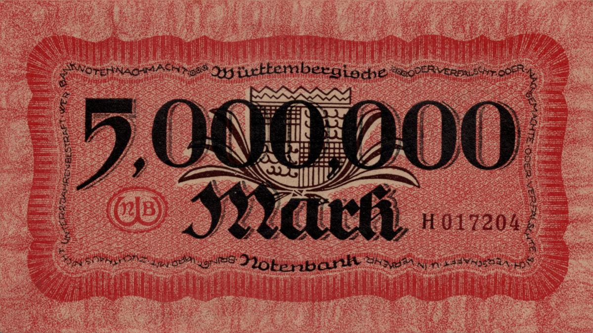 Back of German States pS988: 5000000 Mark from 1923