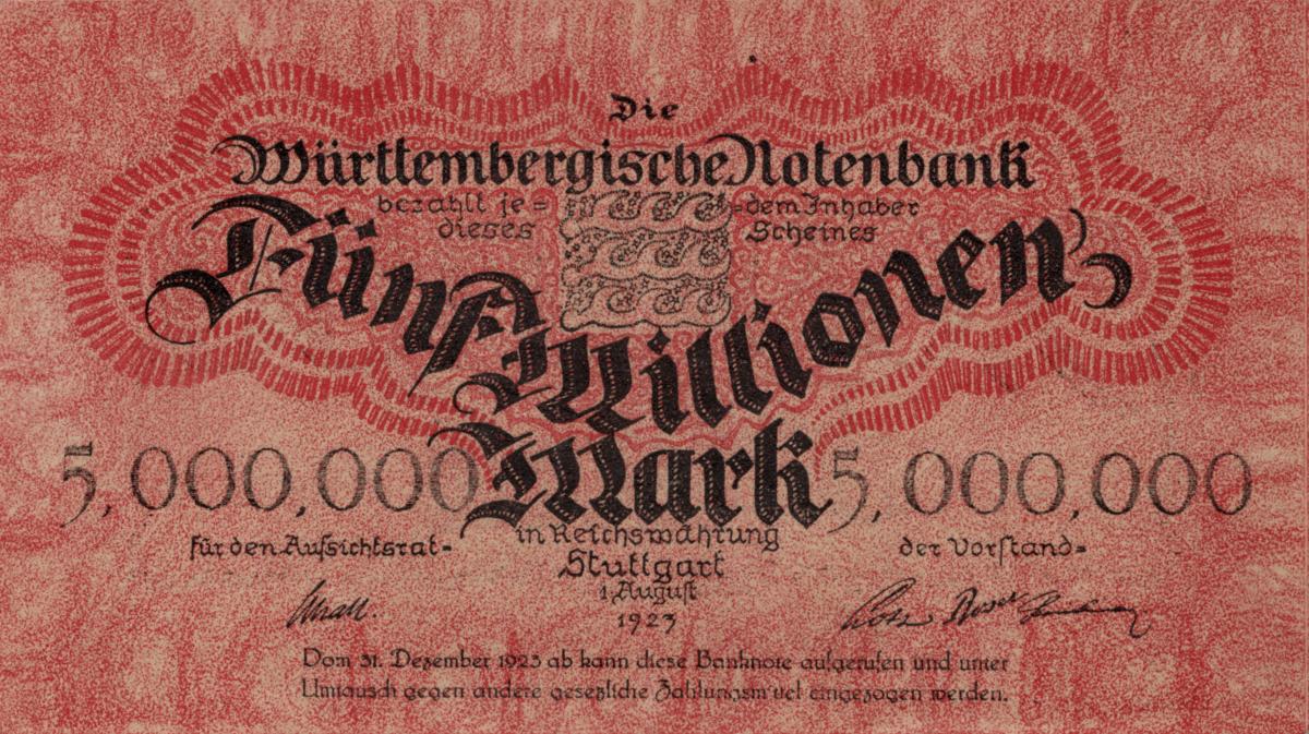 Front of German States pS988: 5000000 Mark from 1923