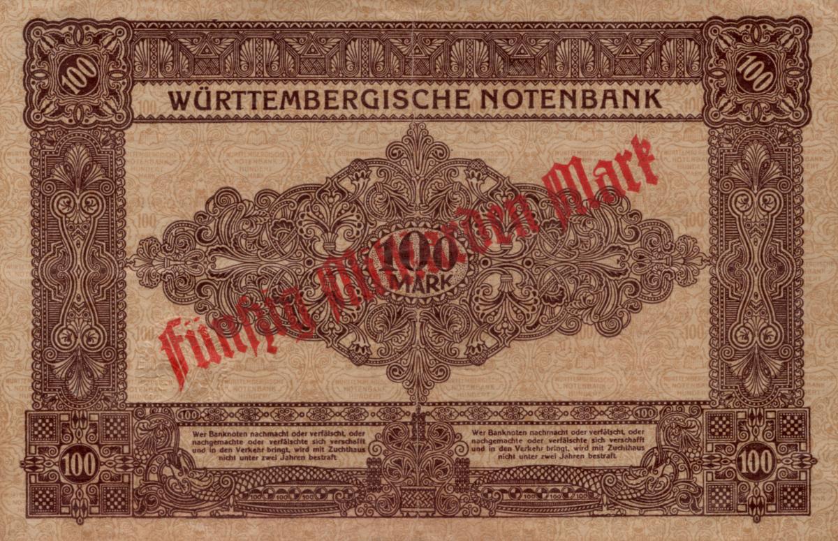 Back of German States pS991: 500000000 Mark from 1923