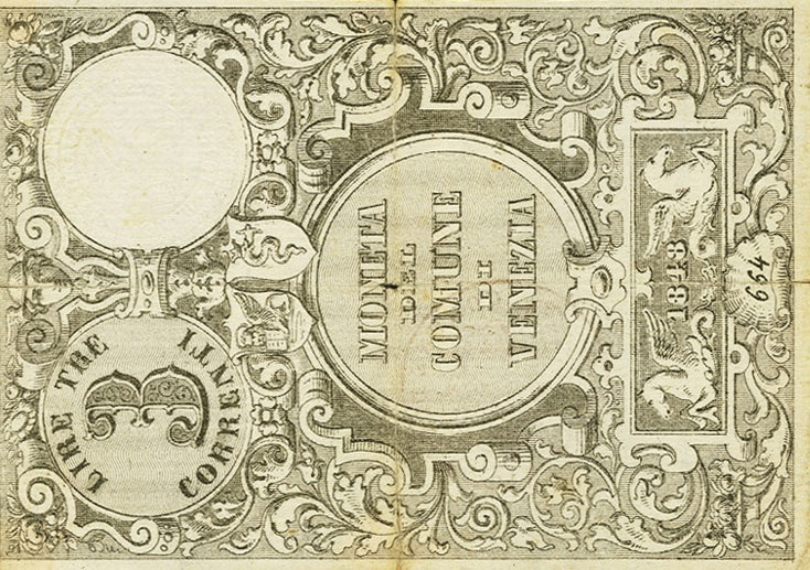 Front of Italian States pS193: 3 Lire from 1848