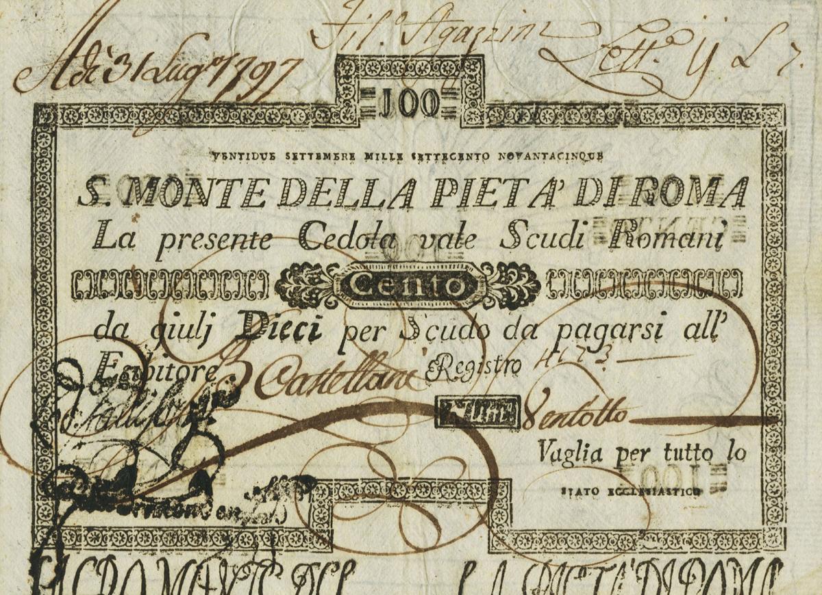 Front of Italian States pS358: 100 Scudi from 1786